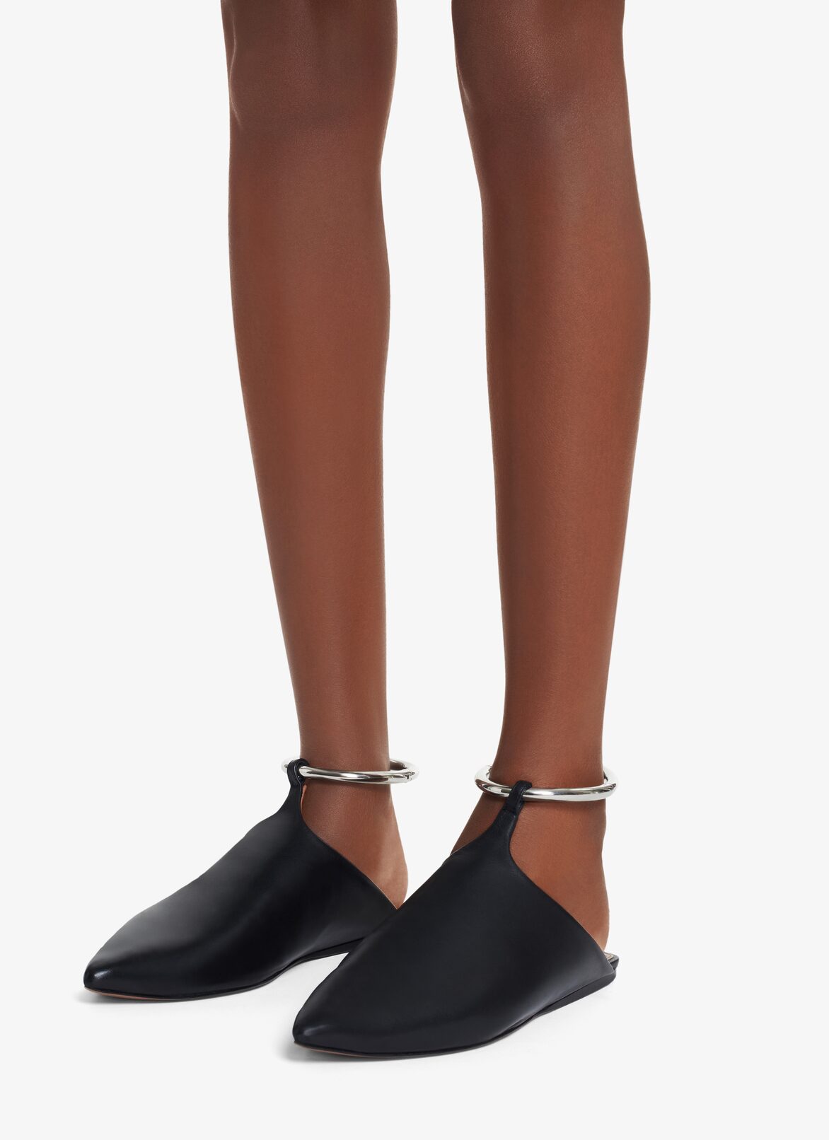 LEATHER FLAT BABOUCHES  ALAÏA BLACK LEATHER FLAT BABOUCHES